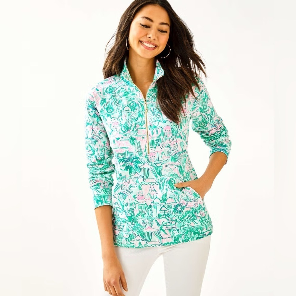 Lilly Pulitzer Skipper Popover UPF 50+ Bright Agate Green Colorful (T3)